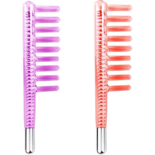 1Pcs High Frequency Facial Comb Glass Tube Hair Massager Electrode Nozzles Orange Light Face Skin Care Beauty Device