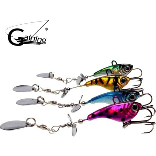 4pcs/lot Metal Spinner Spoon Lure 9cm 12g VIB Hard Bait 4 Colors Fish Treble Hook Perch Fishing Lures Tackle Vibration Hard Bait