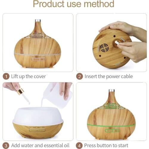 400ml 7 LED Color Changing Aroma Essential Oil Diffuser Ultrasonic Air Humidifier with Remote for Home Office Use 4XFB
