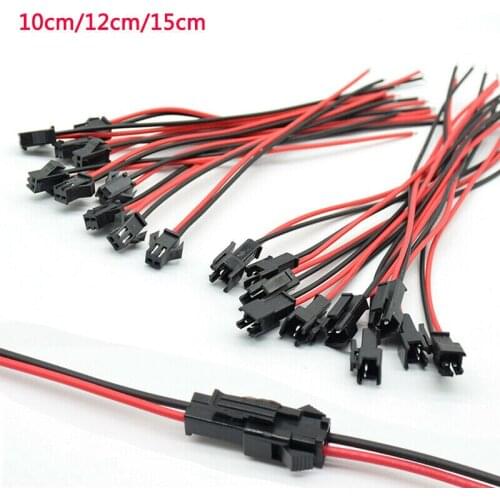 5Pairs/10pcs 10cm 12cm 15cm JST SM 2Pins Plug Male to Female male Wire Connector cable pigtail Plug for led strips lights