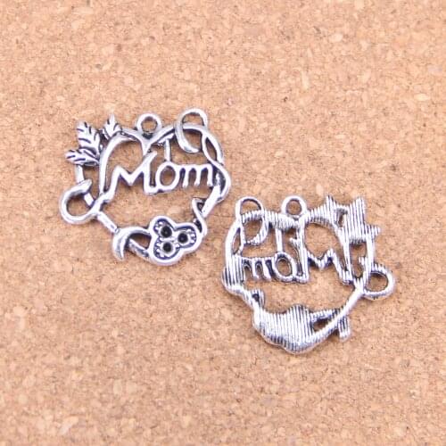 10pcs Charms heart mom 26x24mm Antique Pendants,Vintage Tibetan Silver Jewelry,DIY for bracelet necklace