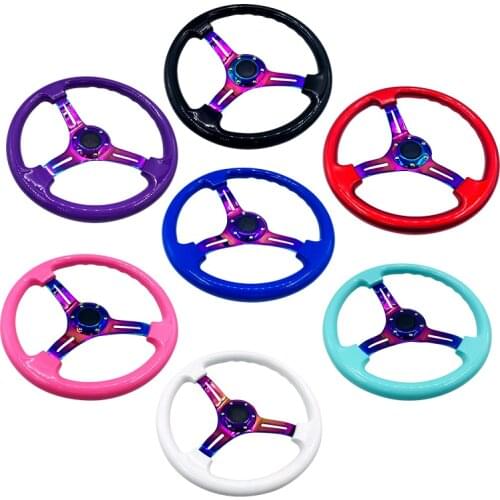 New NEO Chrome Universal 14 Inch 350mm ABS Car Sport Steering Wheel With Logo Auto Racing Steering wheels Deep Corn Drifting