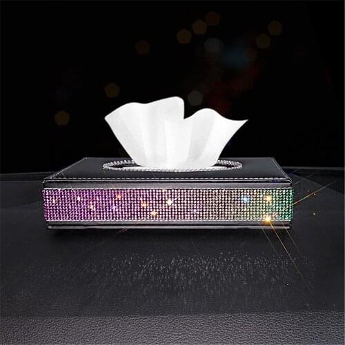 Car Tissue Case Box Bling Women Accessories Paper Towel Fashion Glitter Mask Box Storage Covers
