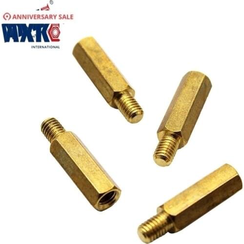 AXK 20pcs M2.5 Copper Brass Pillars Standoff Circuit Spacer PCB Board Nut Screws Hex Round Single Cylinder Head/Hexagon pillar