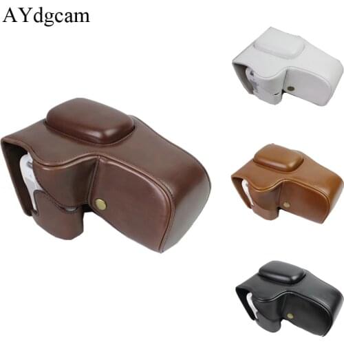 AYdgcam PU leather Camera Case Bag Cover With Strap For Canon 200D Camera Skin Black Brown White Coffee