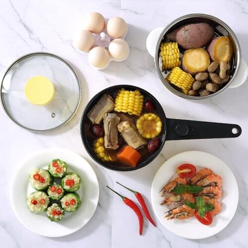 Household Mini Cooking Pot Multifunction Electric Cooking Machine Single/Double Layer Hot Pot Multi Frying Pan Non-Stick Pan