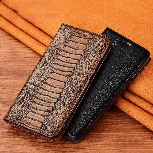 Ostrich Veins Genuine Leather Case Cover For Realme 3 3i 5 5i 6 6i 7 7i X7 Pro Wallet Flip Cover