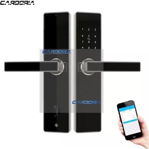 Digital app controlled front door lock wifi smart door lock fingerprint password rfid card key combination unlocking 5 ways