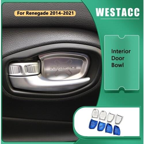 4Pcs Car Inner Interior Door Handle Bowl Decoration Cover for Jeep Renegade 2014 - 2021 Stainless Steel Interior Accessories