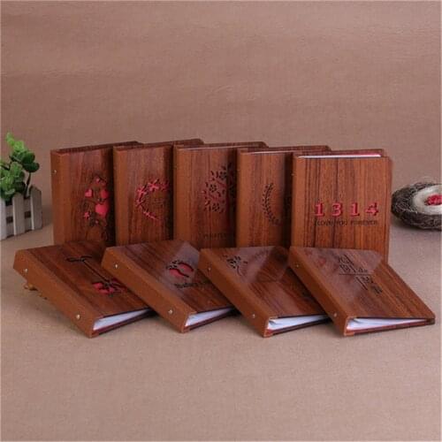 6 Inch Wood DIY Interstitial Album Black Sheet Handmade Love Theme Kids Scrapbook Cute Photo Album Wedding Anniversary Gift