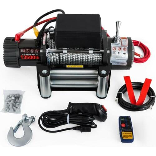 12V Remote Control SingleLine 13500LBS Electric Synthetic Rope Winch Recovery