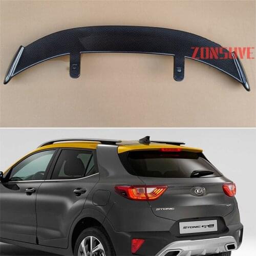 Use For KIA 2017-2021 Stonic ABS Plastic Carbon Fiber Look Hatchback SUV Roof Rear Wing Body Kit Accessories