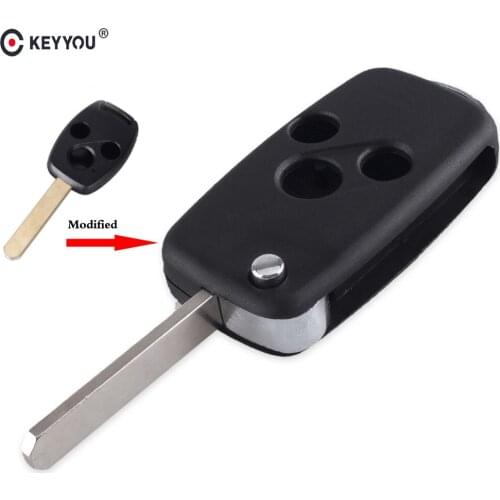 KEYYOU Uncut Blade 3 Buttons Modified Folding Flip Remote Car Key Fob Case Shell Cover For Honda Accord CR-V Civic Pilot