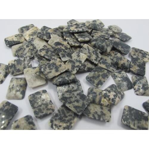 Natural Black Dot Stone Bead Cabochon 15x20mm Rectangle Cabochon Ring Face Pendnat 10pcs/lot