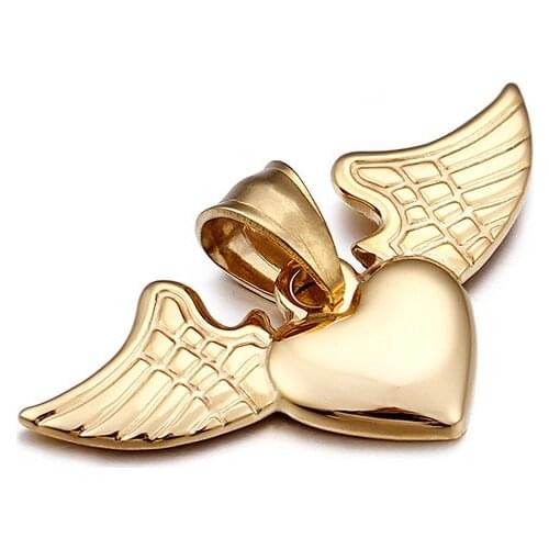 2 pc/BULK Stainless Steel WINGED HEART CHARM Gold/Silvertone Winged Flying Heart Pendant for Jewelry Making for Women Wing O3DL