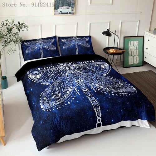 Butterfly Flower Bedding Set 3D Dragonfly Printed Duvet Cover High Quality Comforter Cover Queen King Size Quilt Cover For Kids