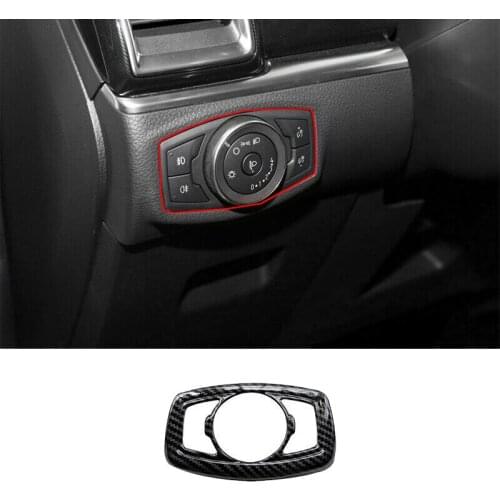 Carbon Fiber Headlight Lamp Switch Cover Trim Control Button Frame for Ford Ranger / Everest 2015-2021 Accessories
