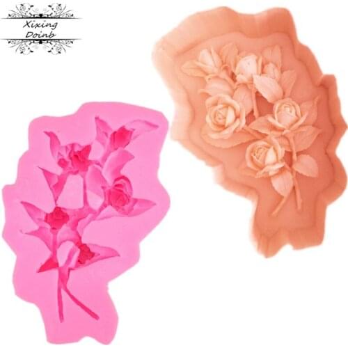 A bunch of rose shaped silicone fudge mold cake decoration tools candy chocolate soap mold kitchen baking supplies
