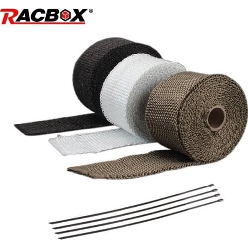 5M 10M Motorcycle Thermal Exhaust Header Pipe Tape Heat Insulating Wrap Tape Fireproof Cloth Roll With Durable Steel Ties Kit
