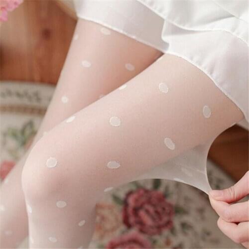 LJCUIYAO Dot Patterned Women Pantyhose Fashion Sweet Girl Black Sexy Tights Female Stocking Transparent Silk Tights High Quality