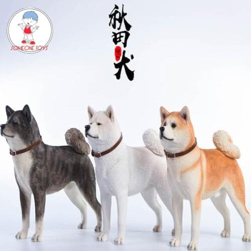 1/6 Jxk007 Miniature Animal Model Scene Props Japanese Akita Miniature white grey orange Dog animal model toy For action figure