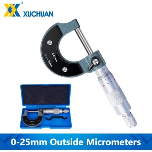 Outside Micrometers Metric 0-25mm Precision 0-25mm 0.01mm With Mini Wrench Gauge Caliper Tool Outside Diameter Micrometer