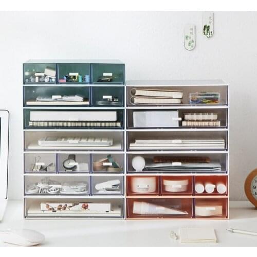 Desktop Storage Box Multifunctional Drawer Finishing Cabinet DIY Stackable Cosmetics Jewelry Storage Box Home Office Container