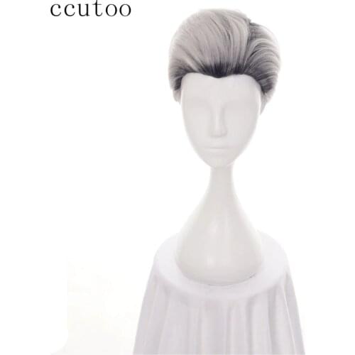 Ccutoo 30cm Descendants 2 Men Short Carlos De Vil Black Grey Ombre Synthetic Hair Cosplay Wig Heat Resistance Fiber
