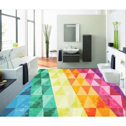 Custom Photo Floor 3D Wallpaper Modern Art Three-dimensional Abstract Color Grid 3D Floor Self-adhesive PVC Wallpaper 3D Floor