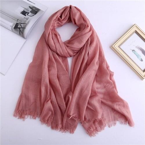 Popural Plaid Solid Scarf Hijab Women Cotton Linen Bandana Muslim Headband Scarves Shawl Wrap Japanese Style Foulard 2021