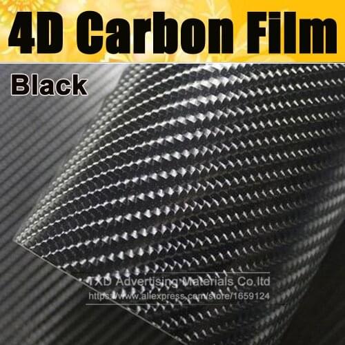 Size:4"/8"/12"/16"/20"/24"X60"/Lot Black 4D Carbon Fiber Vinyl Car Wrap Sticke Air Bubble Free For Car decoration Free Shipping