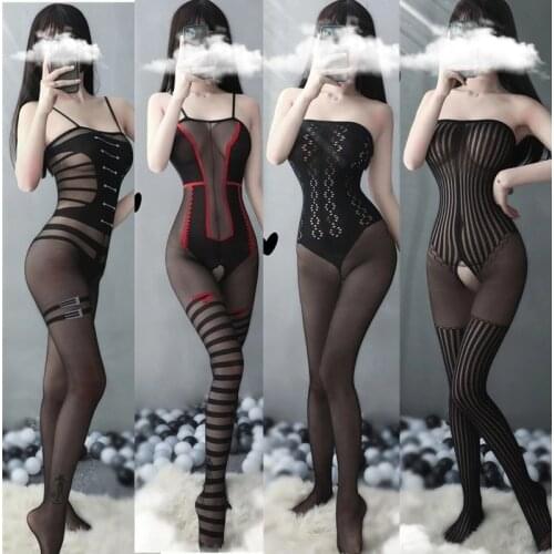 2021 Sexy Tights Lingerie Hose Womens Stockings Black Open Crotch Intimate Underwear Teddy Porno Costume Bodystockings Bodysuit