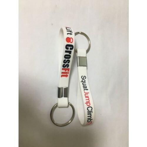 Silicone Keychain Silicone bracelet CROSSFIT SquatJumpClimbThrowLift white 202*12*2MM 100PCS/lots Free Shiping