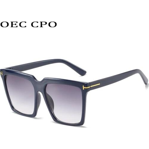 OEC CPO Retro Big frame Square Sunglasses Women Men Vintage Flat top Sun Glasses For Female Fashion Oculos de sol Shades O607