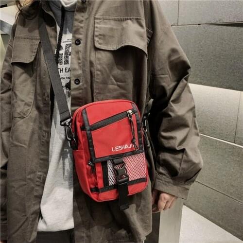 Street Style Crossbody Bag 2021 New Men Small Shoulder Bag Nylon Balck Travel Phone Pouch Unisex Multiple Pockets Messenger Bags