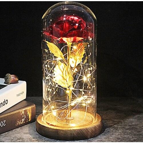 Fairy light LED Enchanted Galaxy Rose Eternal 24K Gold Foil Flower Fairy String Lights In Dome For Christmas Valentine Day Gift