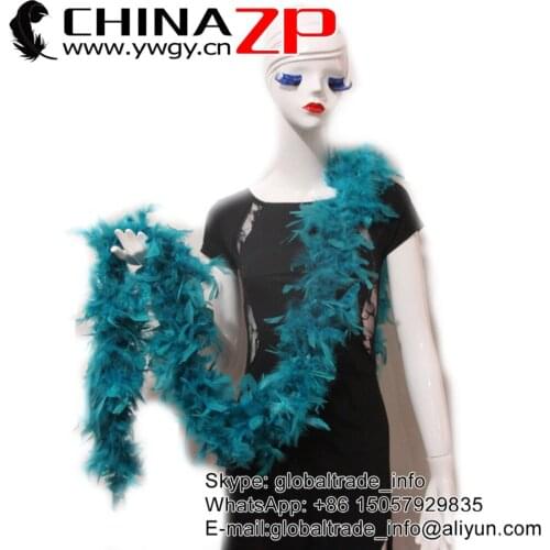 Leading Supplier CHINAZP Factory 2yards/lot 80G/Piece Good Quality Dyed Turquoise Turkey Chandelle Feathers Boas