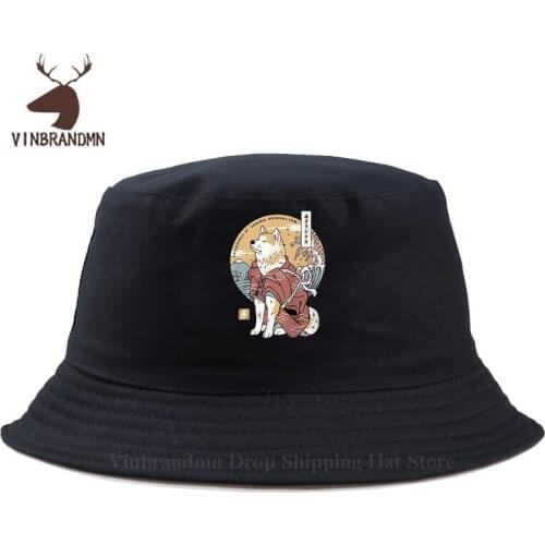 Japanese Anime Shiba Inu Dog Akita Samurai Baseball cap Cartoon Samurai Warrior Shiba Inu Hipster cap 2021 Latest Fisherman hats
