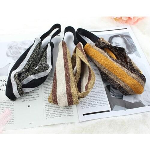 3pcs Women Headband Bohemian Style Elastic Headbands Cross Shiny Turban Girls Hairbands Striped Headwrap Hair Accessories