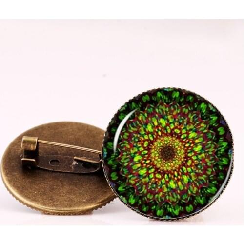 SUTEYI Vintage women accessories beautiful Yoga Mandala flower large brooch pins nature flowers brooches Spiritual jewelry badge