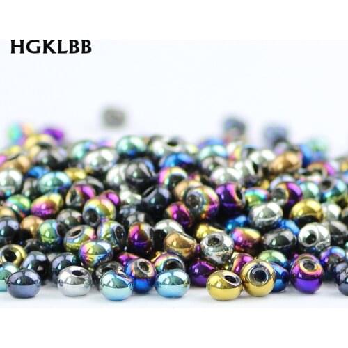HGKLBB 100pcs Earrings Austrian crystal beads 4x6mm plated color Round Loose beads for Jewelry Making bracelet DIY accessories
