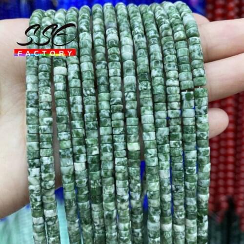 2x4mm Small Natural Green Spot Stone Beads Flat Loose Beads For Jewelry Making DIY Bracelet Necklace Accessories Wholesale 15"