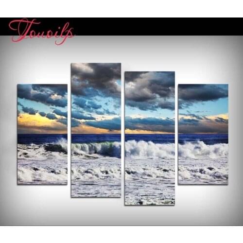 4pcs/set Sunset glow 5d Diamond Painting Cross Stitch Pattern Diamond Embroidery Mosaic Full Drill Home Decor DIYPainting