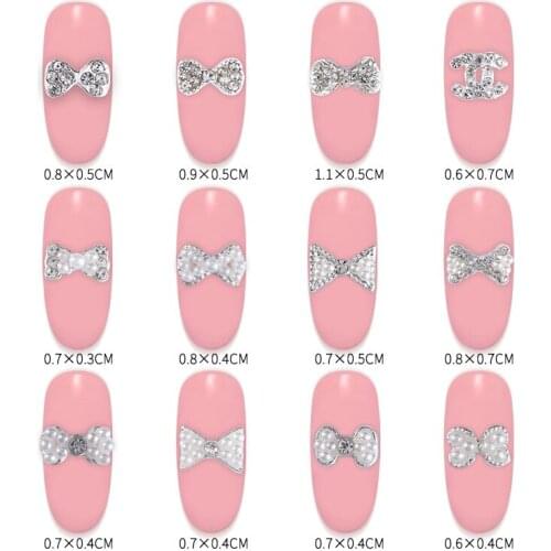 5 Pcs 3D Glitter Rhinestones Covering silver Butterfly Design Nail Art Black Strass Decorations For Alloy Nail Supplies