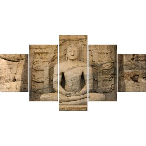5 Pieces canvas wall art Buddha meditation painting buddha statue wall art canvas prints Home decoration painting Framed