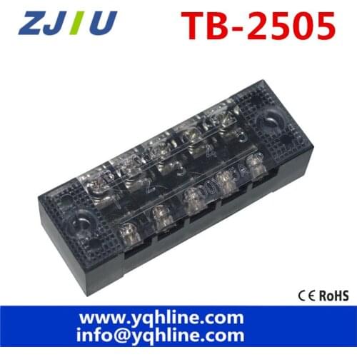 5Pcs/lot 600V 25A 5P Dual Rows Covered Barrier Screw Terminal Block Strip TB2505