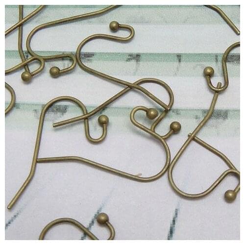 50pcs ANTIQUE BRONZE , Vintage Earwire, 12*20mm Fishhook with 3mm ball, Fashion Design Earring Findings