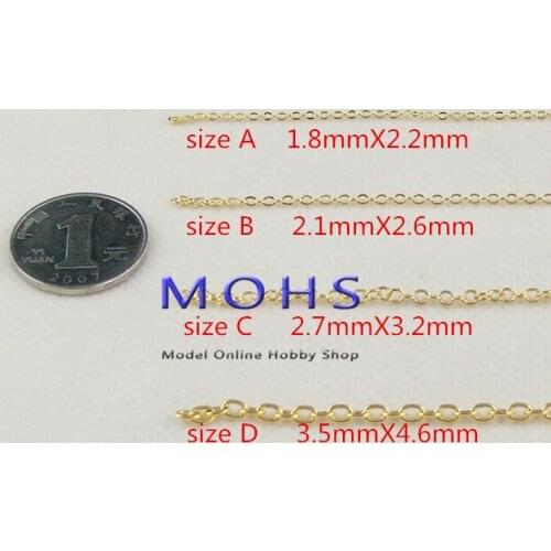 Free shipping 4 size 3meter/lot bright gold color anchor chain wooden scale model ship chain scale sailing boat warship chains