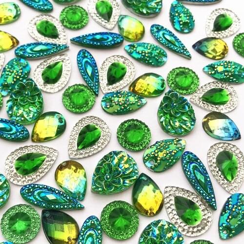 SHINY Sew on Crystals Kelly Stones Mix Shapes Sewing Rhinestones Accessories for DIY Crafts Shoe Wedding Decorations Round Drop