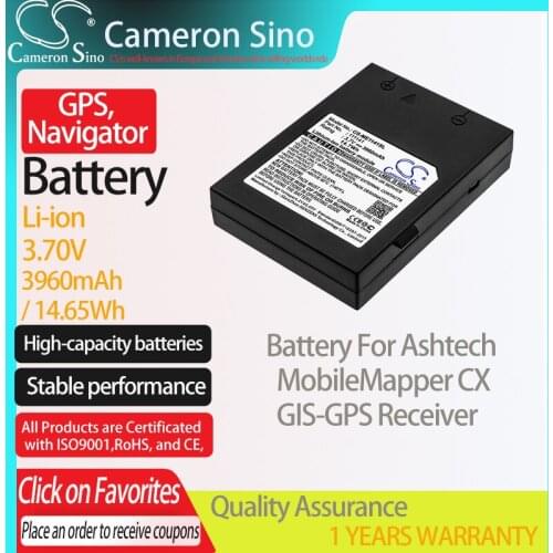CameronSino Battery for Ashtech MobileMapper CX GIS-GPS Receiver GPS,Navigator battery 3960mAh/14.65Wh 3.70V Li-ion Black